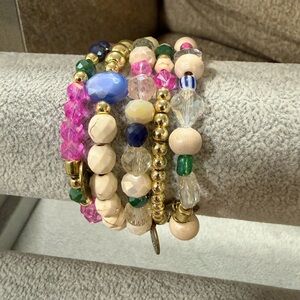 Erimish Multicolor Beaded Bracelet Stack with Gold Accents